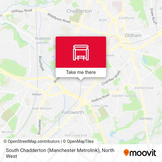 South Chadderton (Manchester Metrolink) map