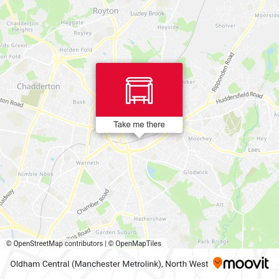 Oldham Central (Manchester Metrolink) map