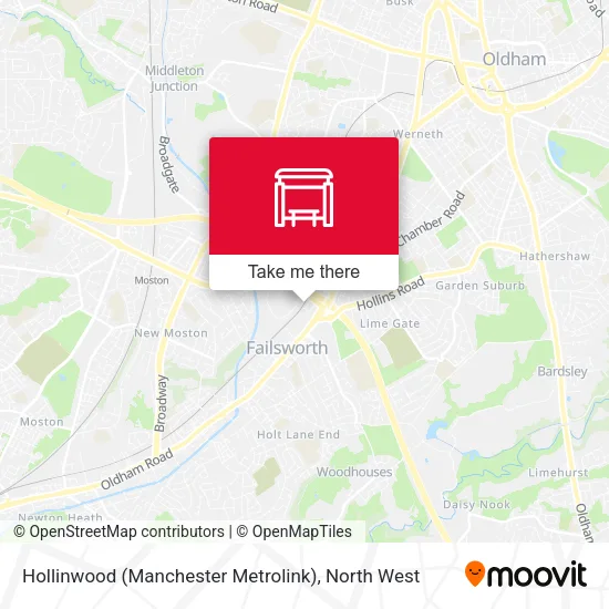 Hollinwood (Manchester Metrolink) map