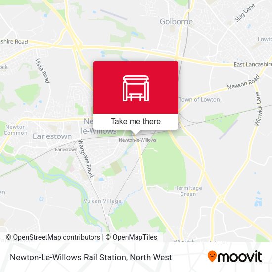 Newton-Le-Willows Rail Station map