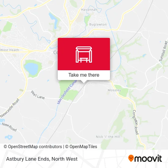 Astbury Lane Ends map