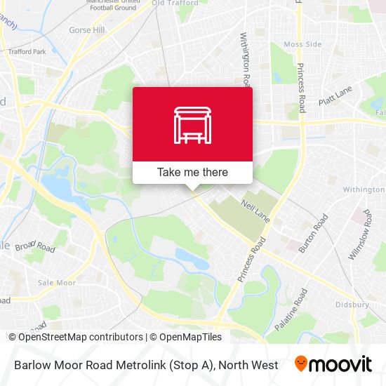 Barlow Moor Road Metrolink (Stop A) map