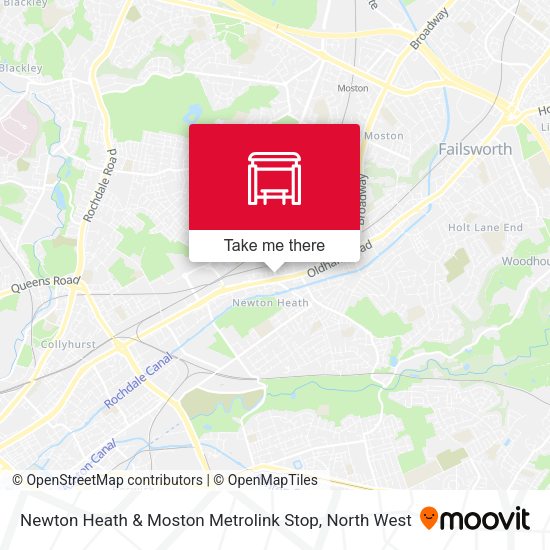 Newton Heath & Moston Metrolink Stop map