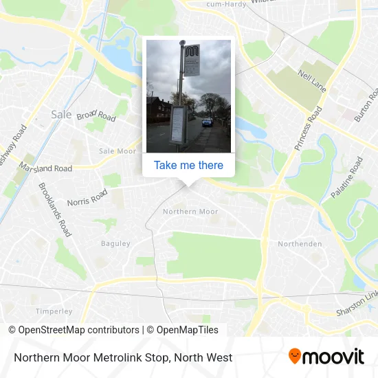Northern Moor Metrolink Stop map