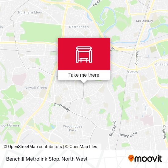 Benchill Metrolink Stop map