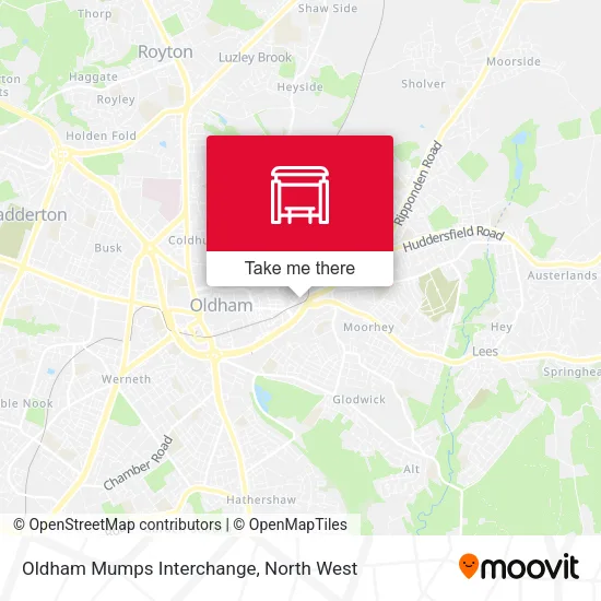 Oldham Mumps Interchange map