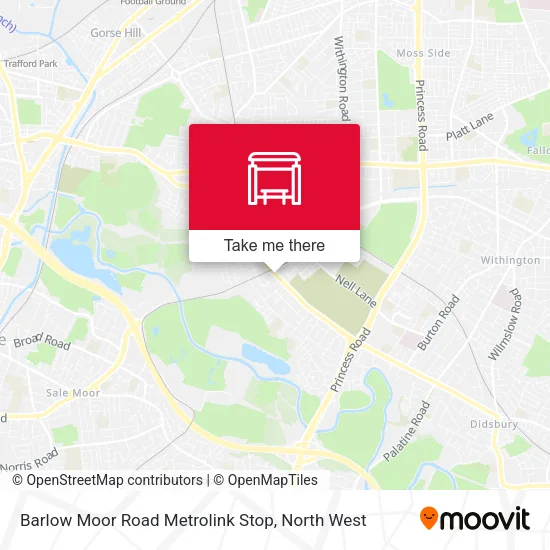 Barlow Moor Road Metrolink Stop map