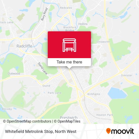 Whitefield Metrolink Stop map