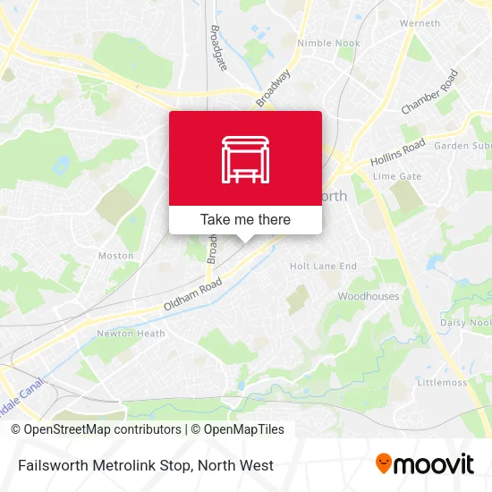 Failsworth Metrolink Stop map