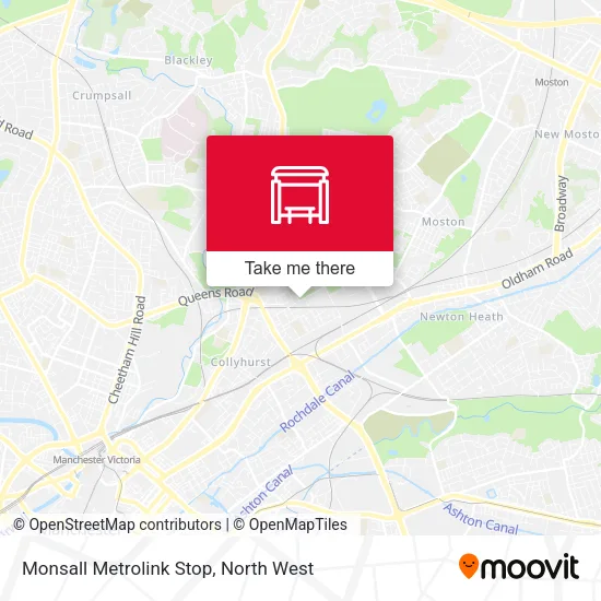 Monsall Metrolink Stop map