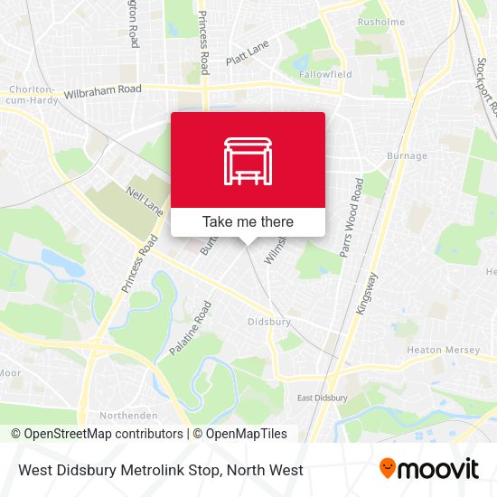 West Didsbury Metrolink Stop map