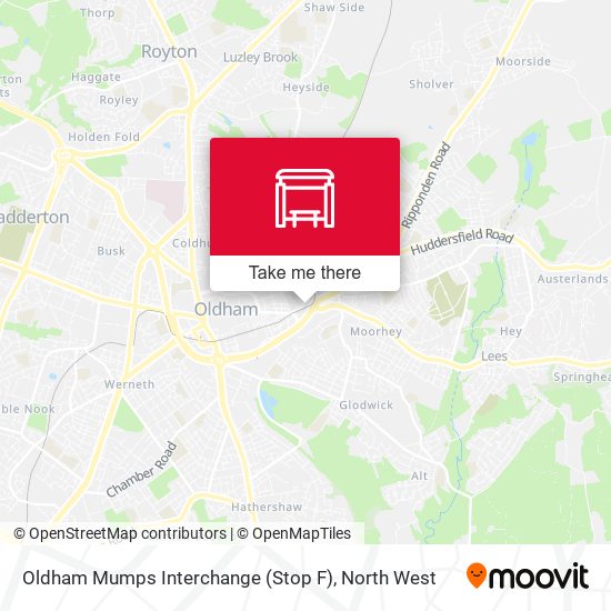 Oldham Mumps Interchange (Stop F) map