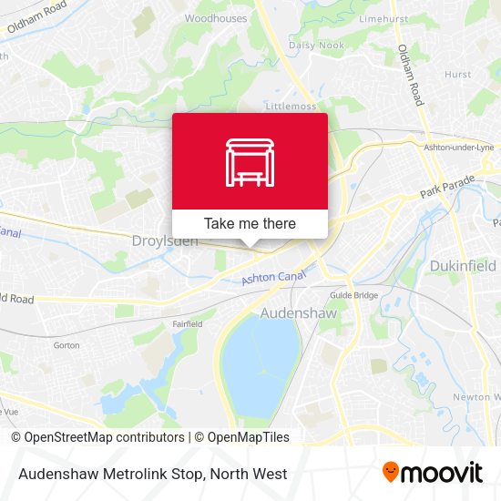 Audenshaw Metrolink Stop map