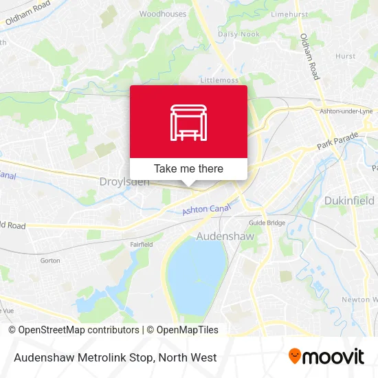 Audenshaw Metrolink Stop map