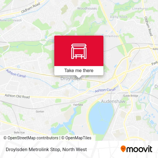 Droylsden Metrolink Stop map