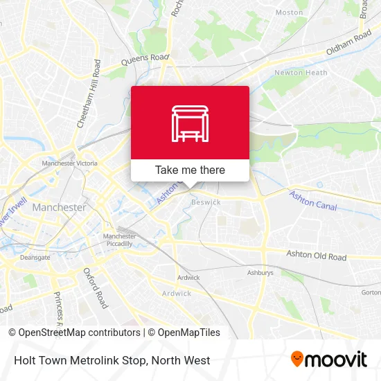 Holt Town Metrolink Stop map