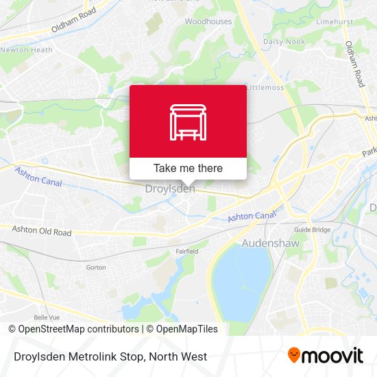 Droylsden Metrolink Stop map
