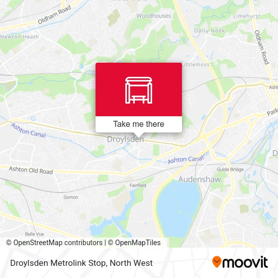 Droylsden Metrolink Stop map
