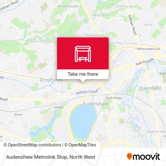 Audenshaw Metrolink Stop map