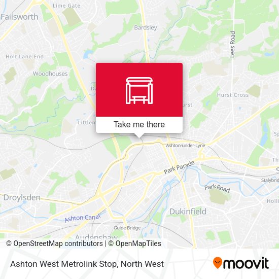 Ashton West Metrolink Stop map