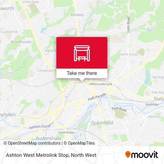 Ashton West Metrolink Stop map