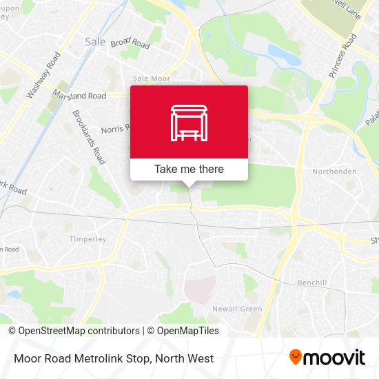 Moor Road Metrolink Stop map