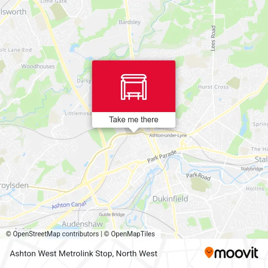 Ashton West Metrolink Stop map