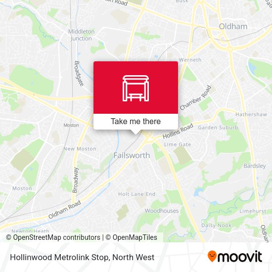 Hollinwood Metrolink Stop map