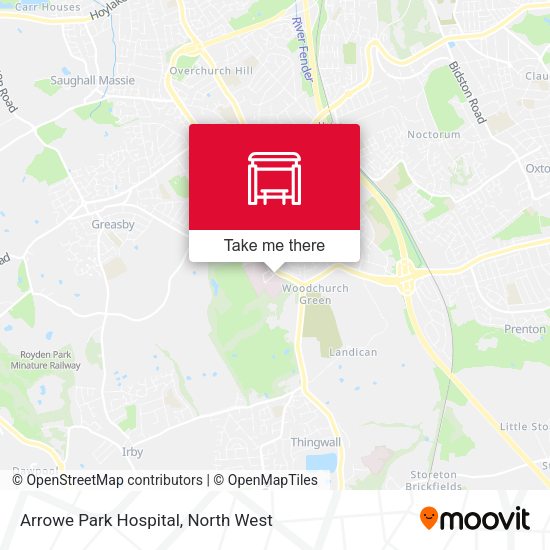 Arrowe Park Hospital map