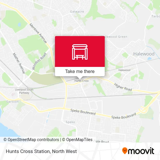 Hunts Cross Station map