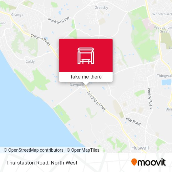 Thurstaston Road map