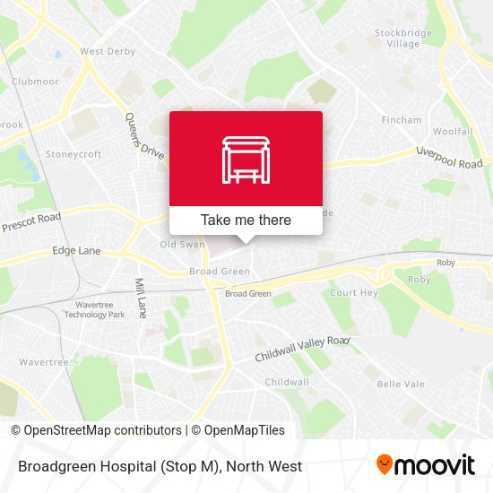 Broadgreen Hospital (Stop M) map