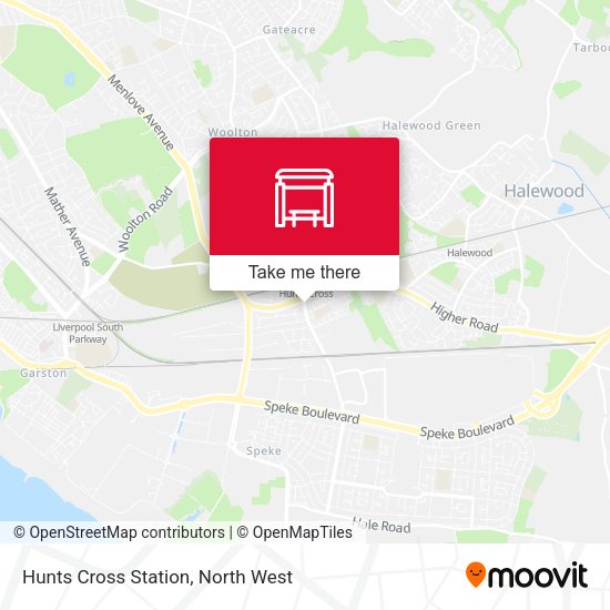 Hunts Cross Station map