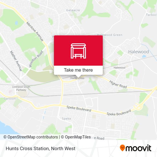 Hunts Cross Station map