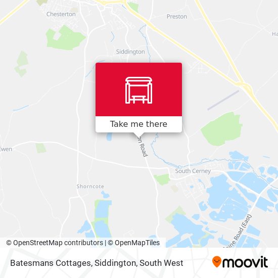 Batesmans Cottages, Siddington map