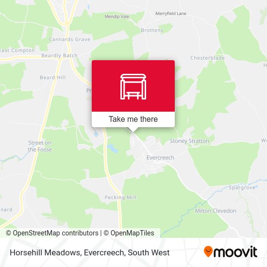 Horsehill Meadows, Evercreech map