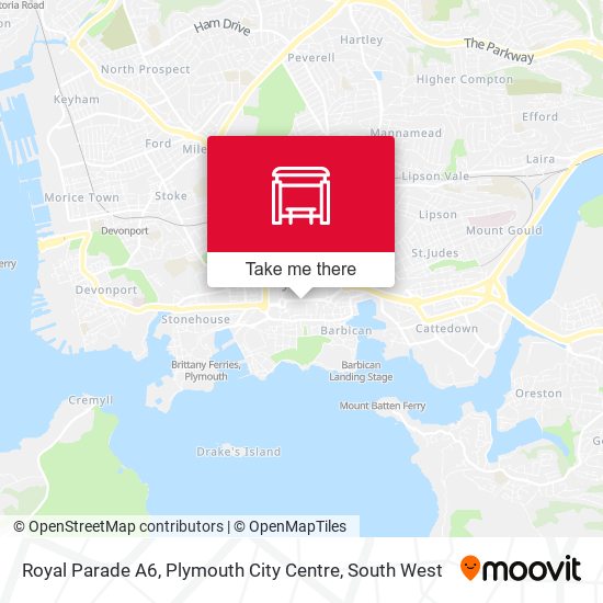 Royal Parade A6, Plymouth City Centre map