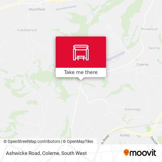 Ashwicke Road, Colerne map