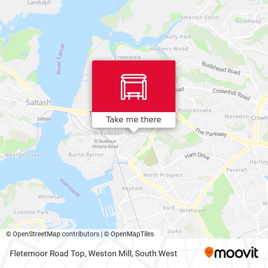 Fletemoor Road Top, Weston Mill map