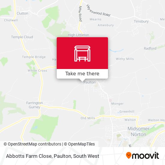 Abbotts Farm Close, Paulton map