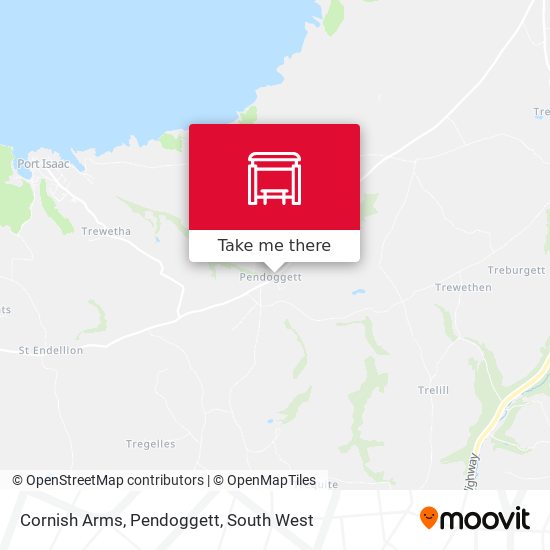 Cornish Arms, Pendoggett map