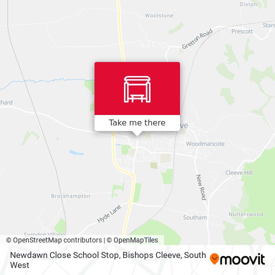 Newdawn Close School Stop, Bishops Cleeve map