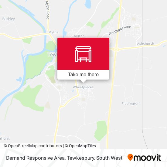 Demand Responsive Area, Tewkesbury map