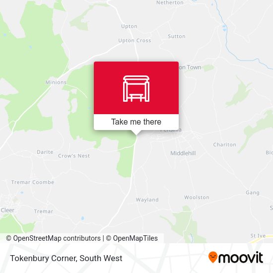 Tokenbury Corner map