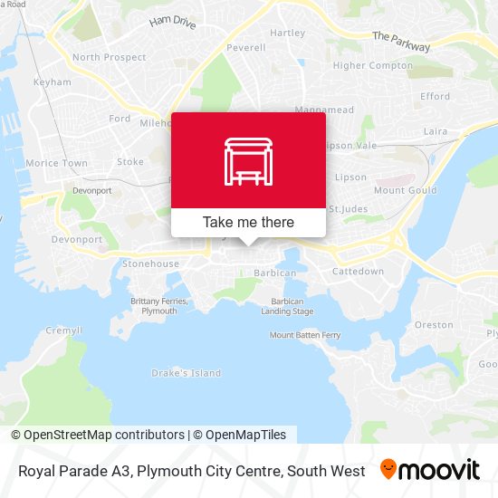 Royal Parade A3, Plymouth City Centre map