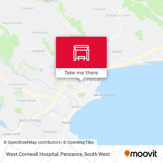 West Cornwall Hospital, Penzance map