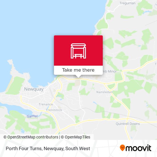 Porth Four Turns, Newquay map