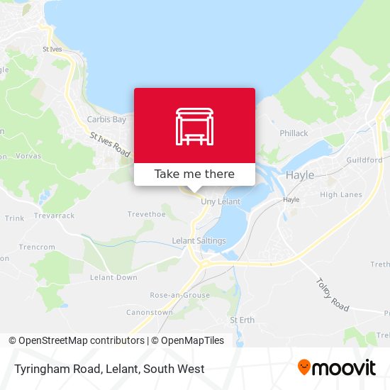 Tyringham Road, Lelant map