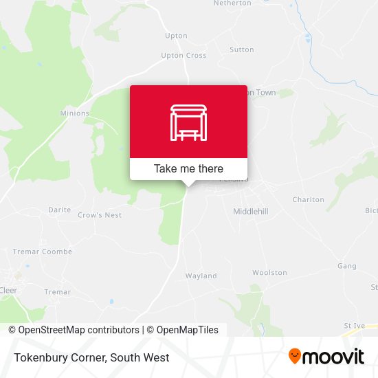 Tokenbury Corner map