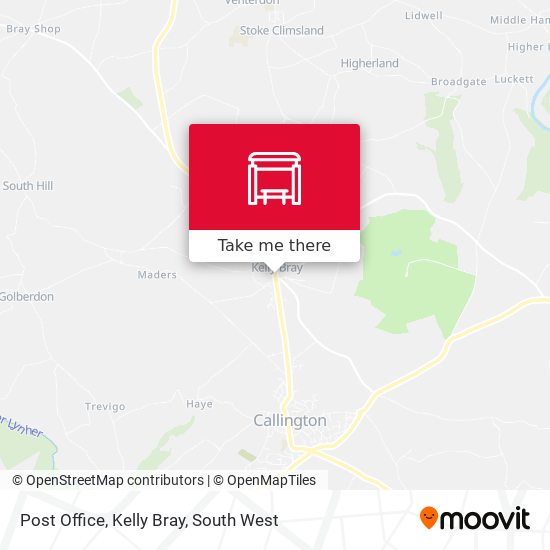 How to get to Post Office, Kelly Bray in South West by Bus or Train?